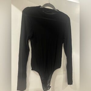 AKIRA Black Mesh Detail Top